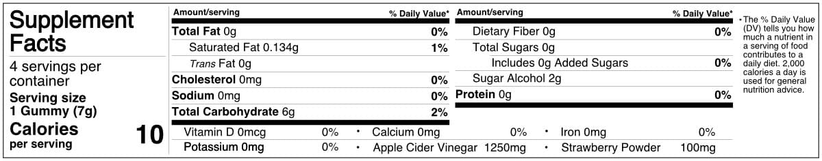 ACV Shots Supplement Facts