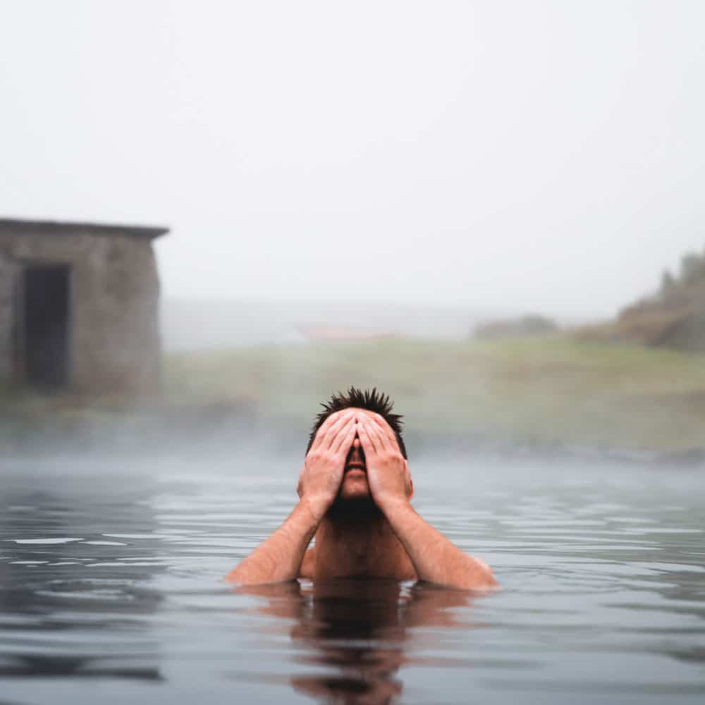 man in hotsprings